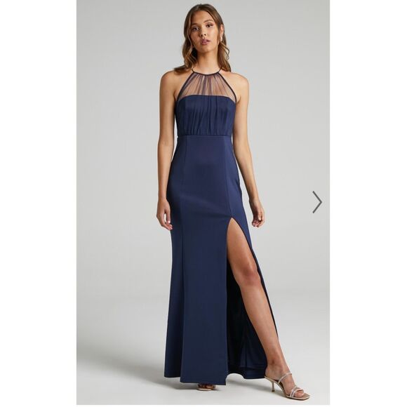 NWT Showpo. Still Love You Mermaid Maxi Dress in Dusty Rose Sheer Halter Size 6 - Picture 4 of 13